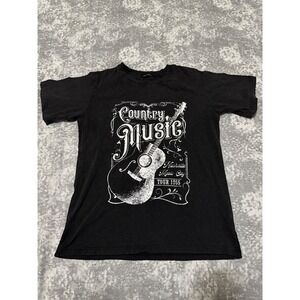 ZUTTER USA Black Country Music Nashville Tour 1955 Guitar Graphic T Shirt Mens M